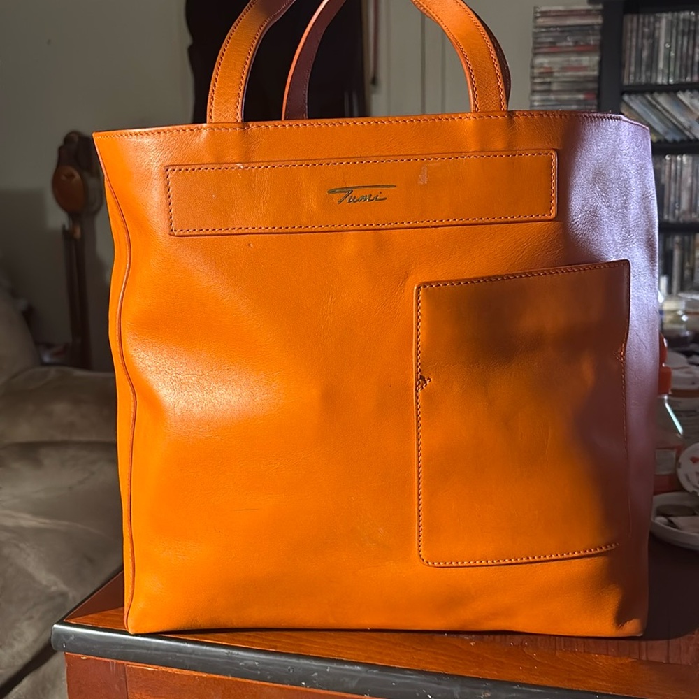 Tumi leather tote